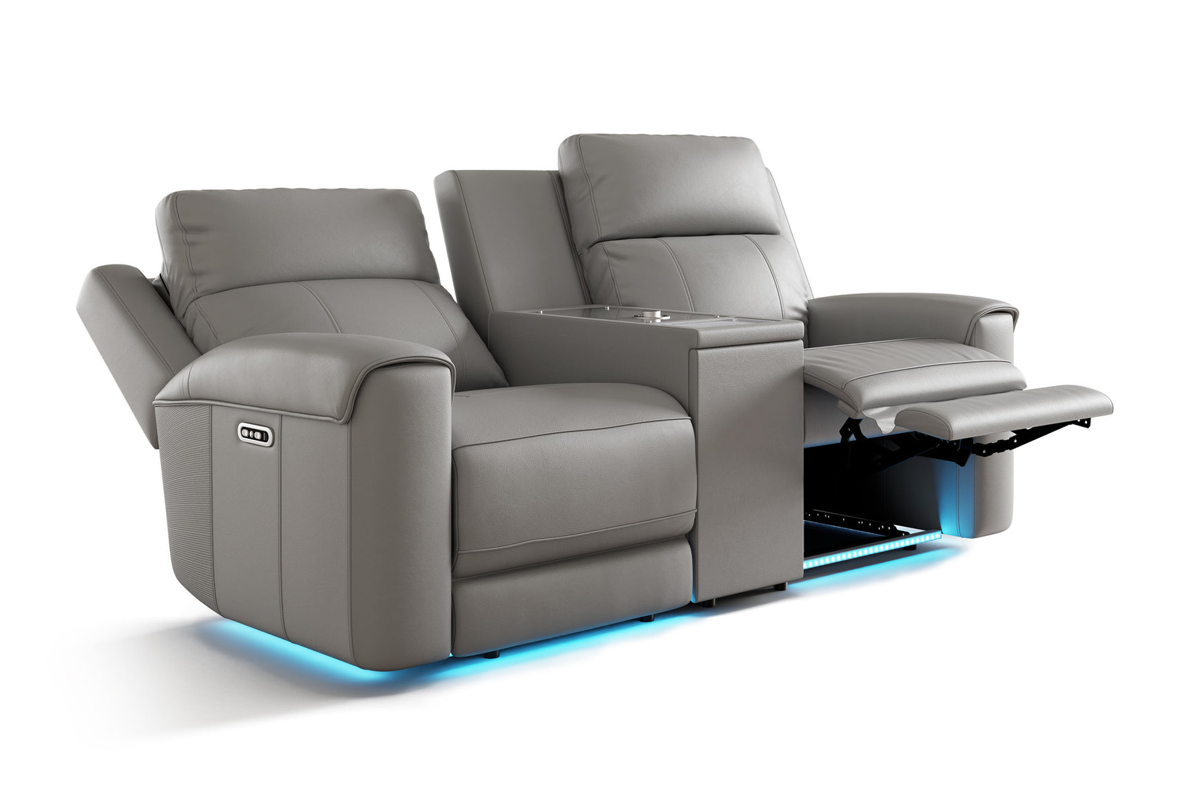 Harbour Immersive Audio Leather Dual Recliner Loveseat Sofa with Console