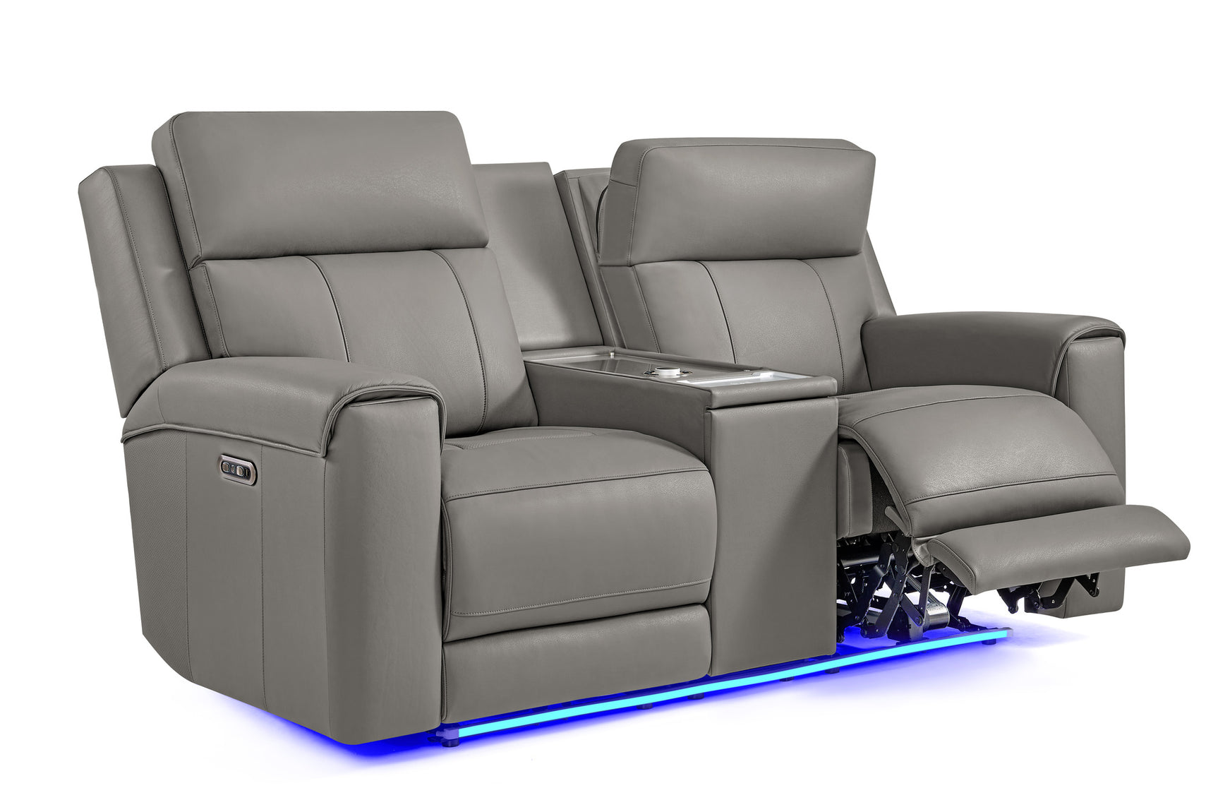 Harbour Immersive Audio Leather Dual Recliner Loveseat Sofa with Console