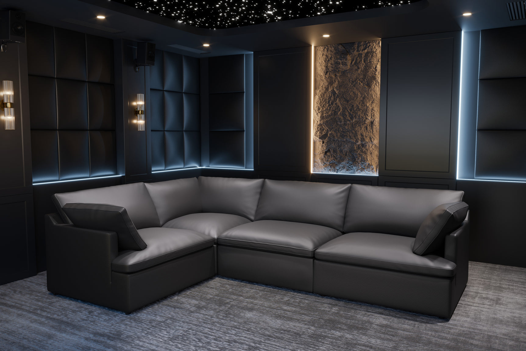Isola Leather Theater Lounge Modular Sofa