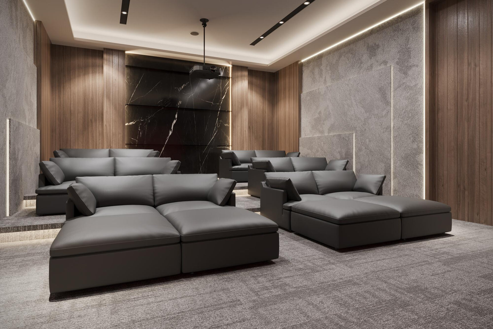 Isola Leather Theater Lounge Modular Sofa