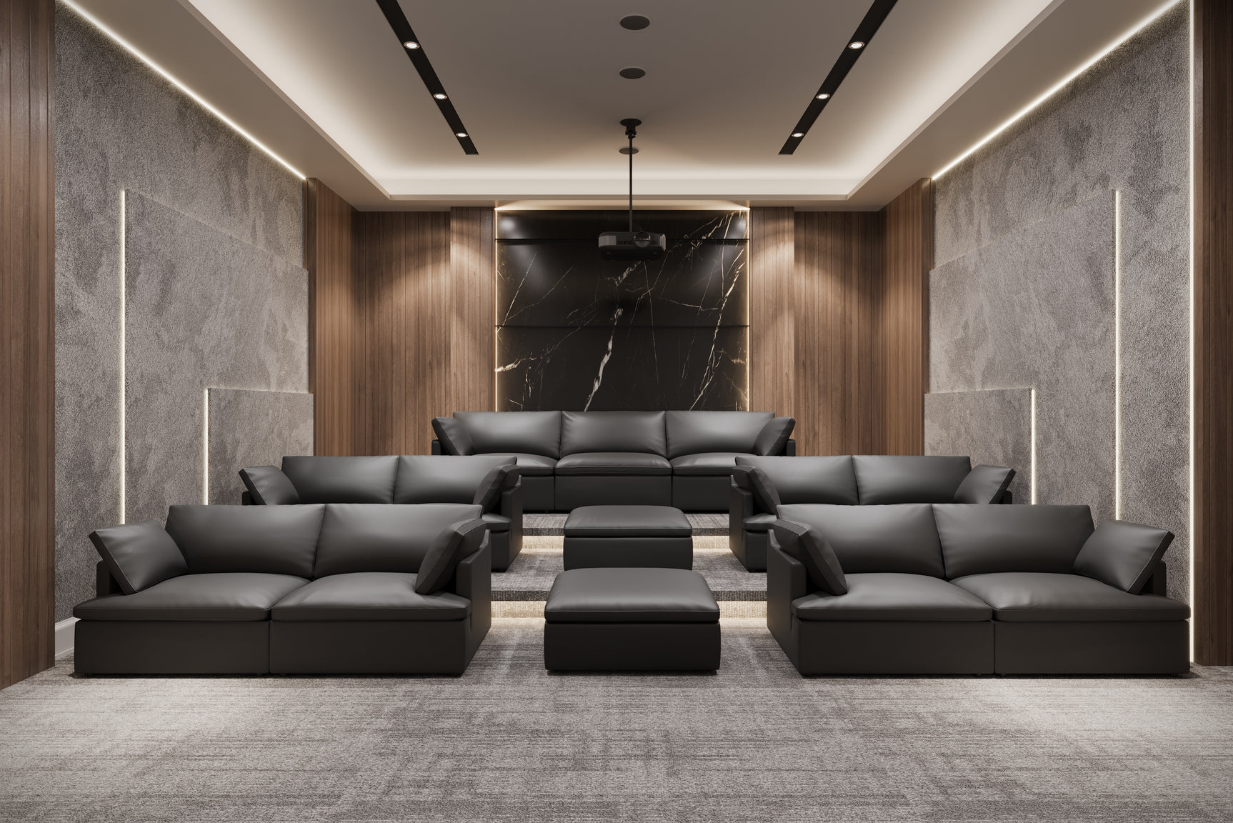 Isola Leather Theater Lounge Modular Sofa