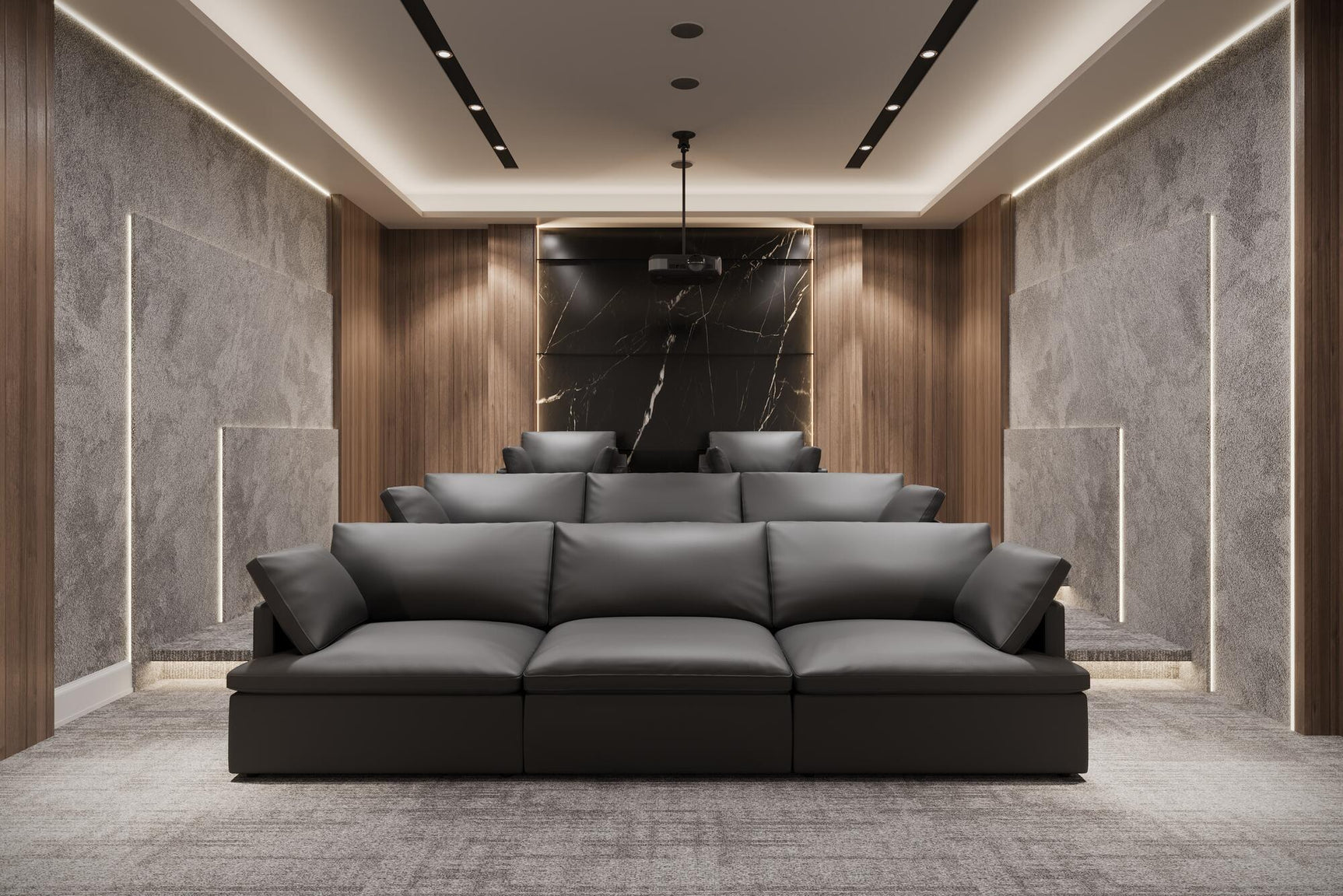 Isola Leather Theater Lounge Modular Sofa