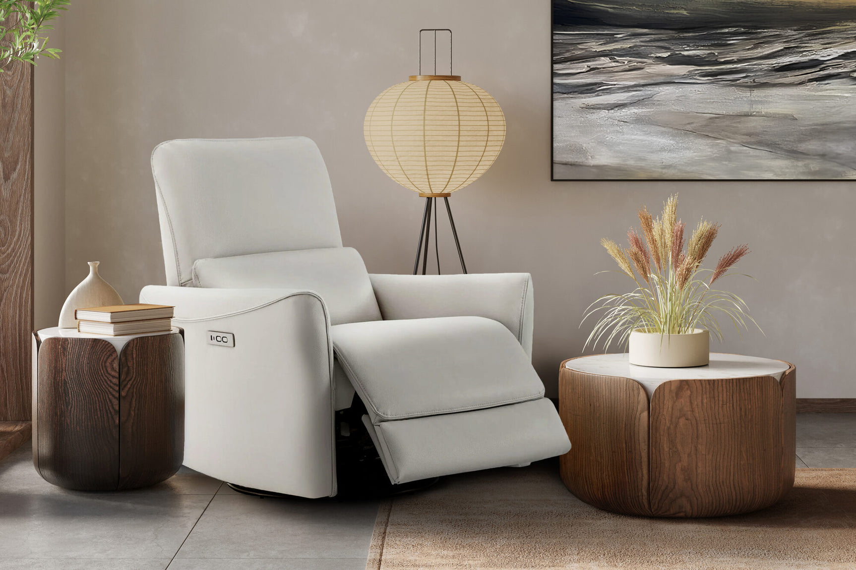 Kirstin Leather Swivel Recliner Chair