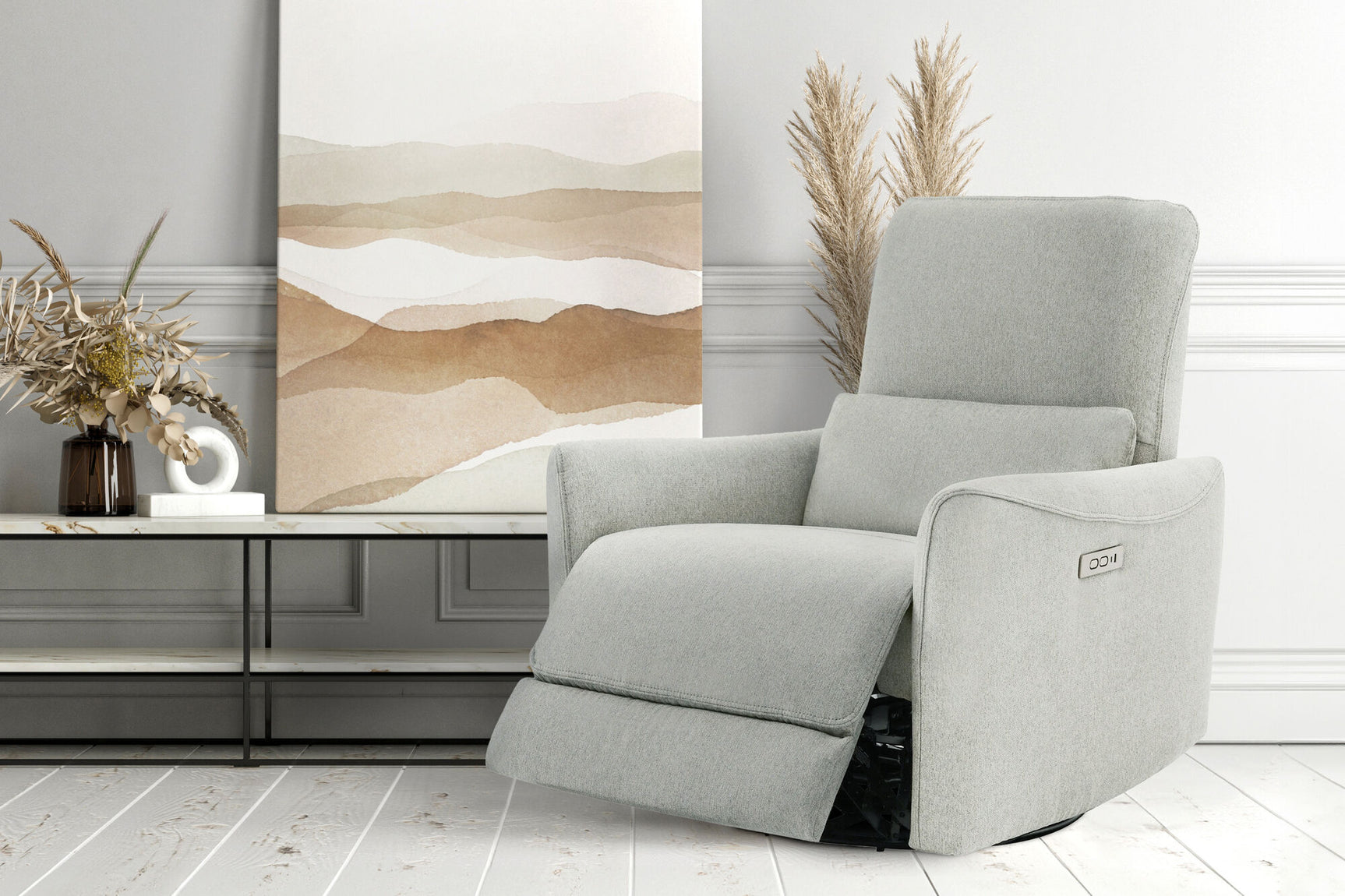 Kirstin Performance Fabric Swivel Recliner Chair