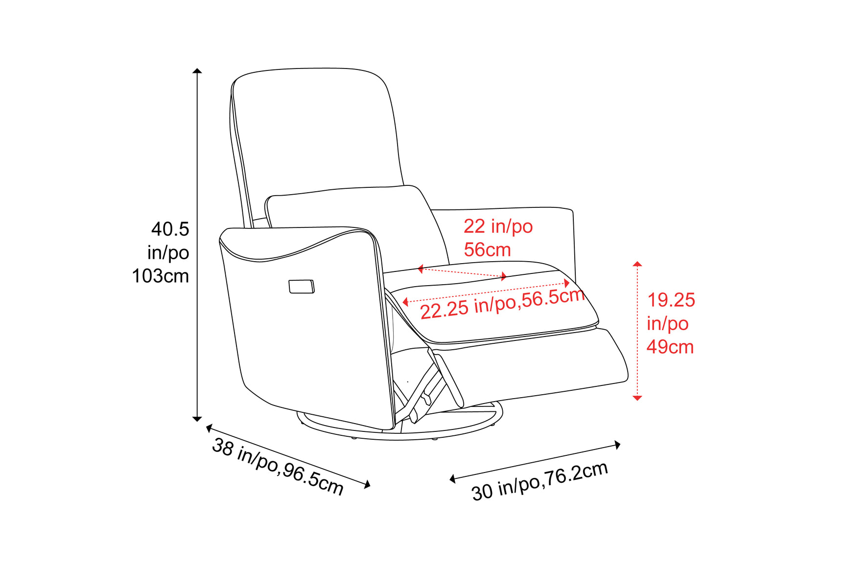 Kirstin Performance Fabric Swivel Recliner Chair