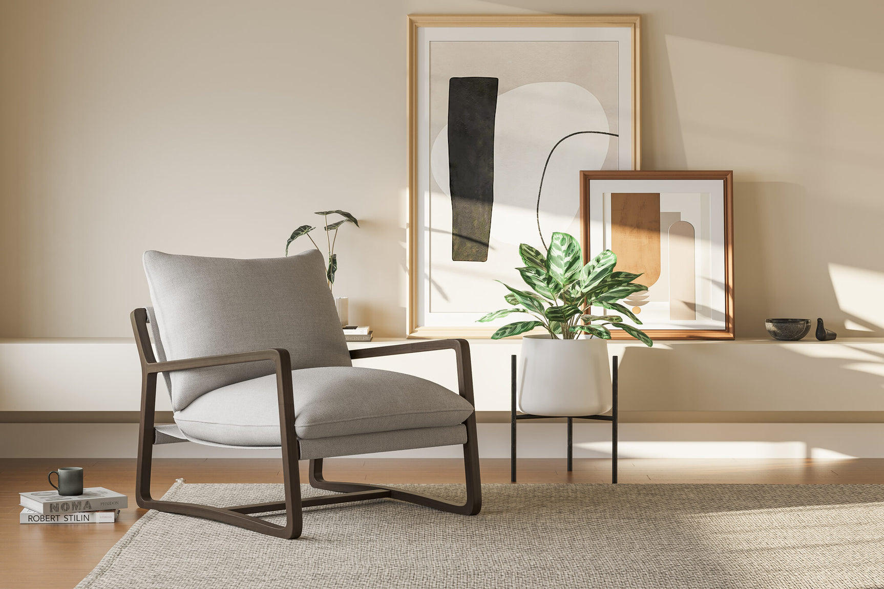 Lagon Fabric & Wood Accent Chair