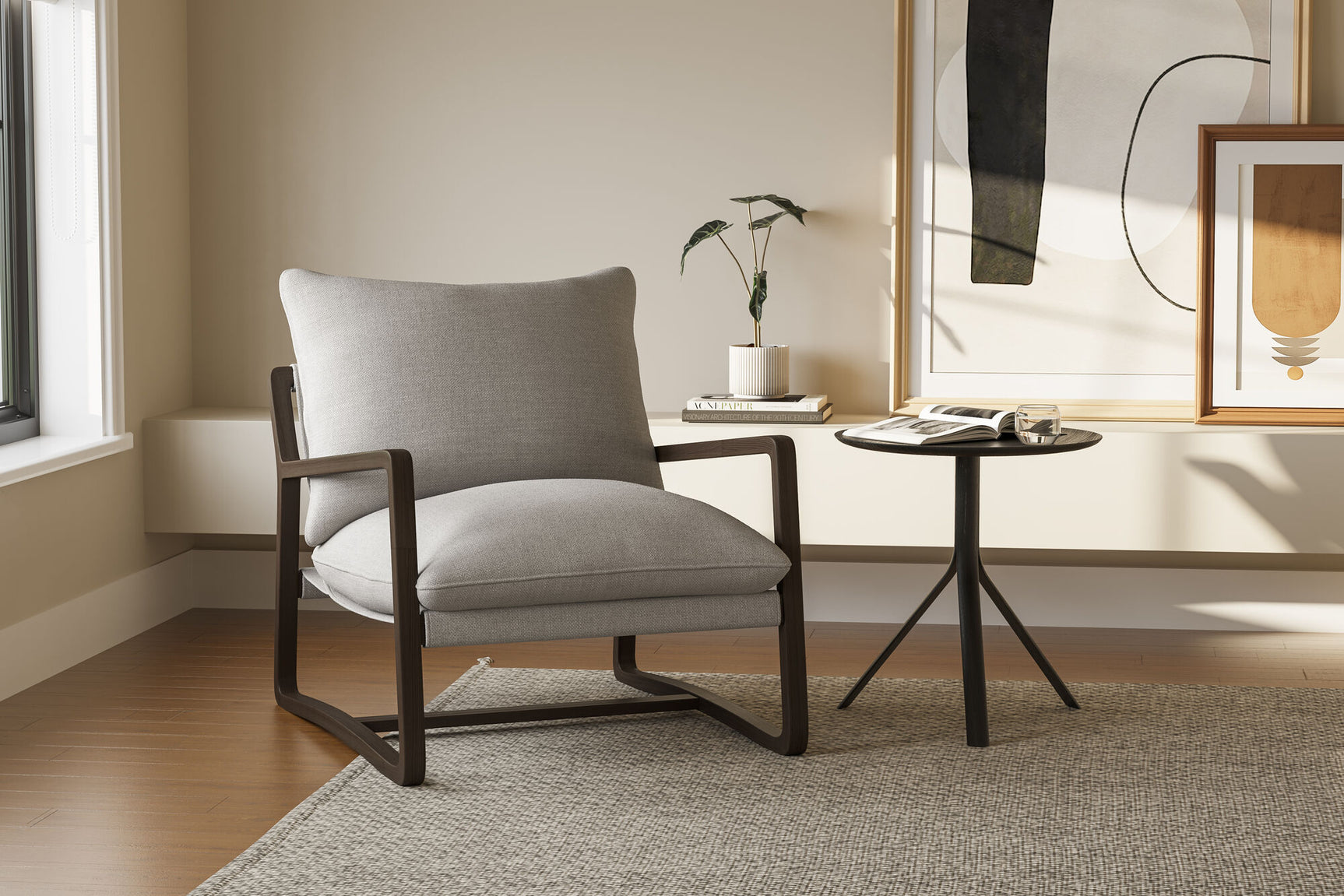 Lagon Fabric & Wood Accent Chair