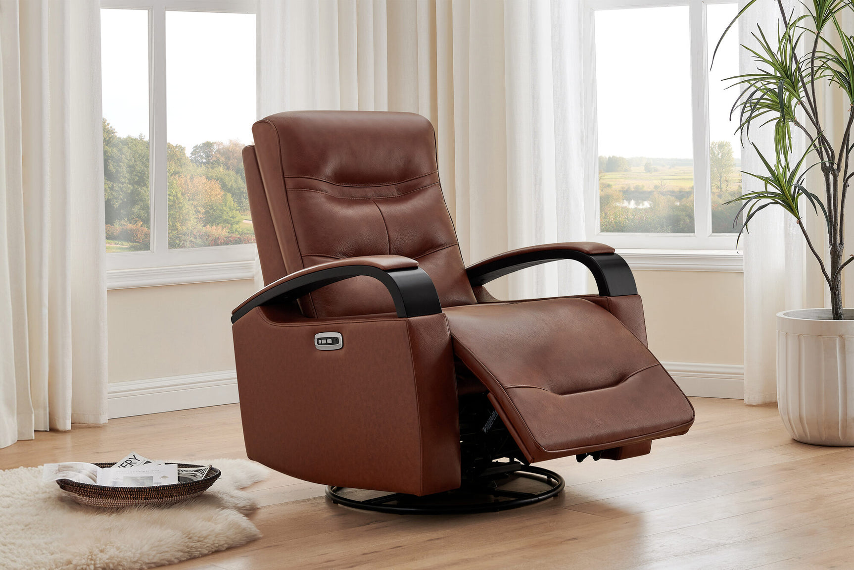 Laisha Leather Swivel Recliner Chair