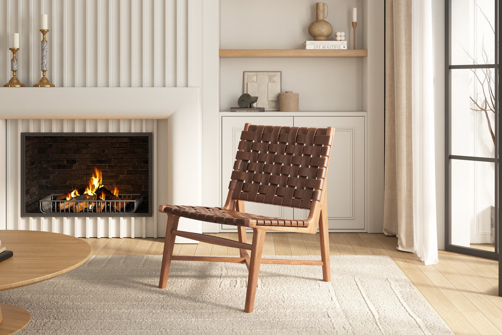 Lauren Leather & Wood Accent Chair