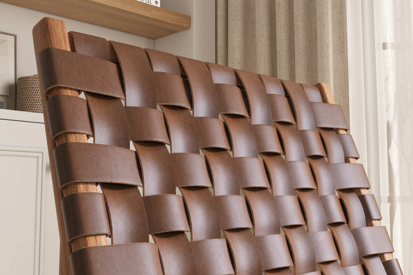 Lauren Leather & Wood Accent Chair