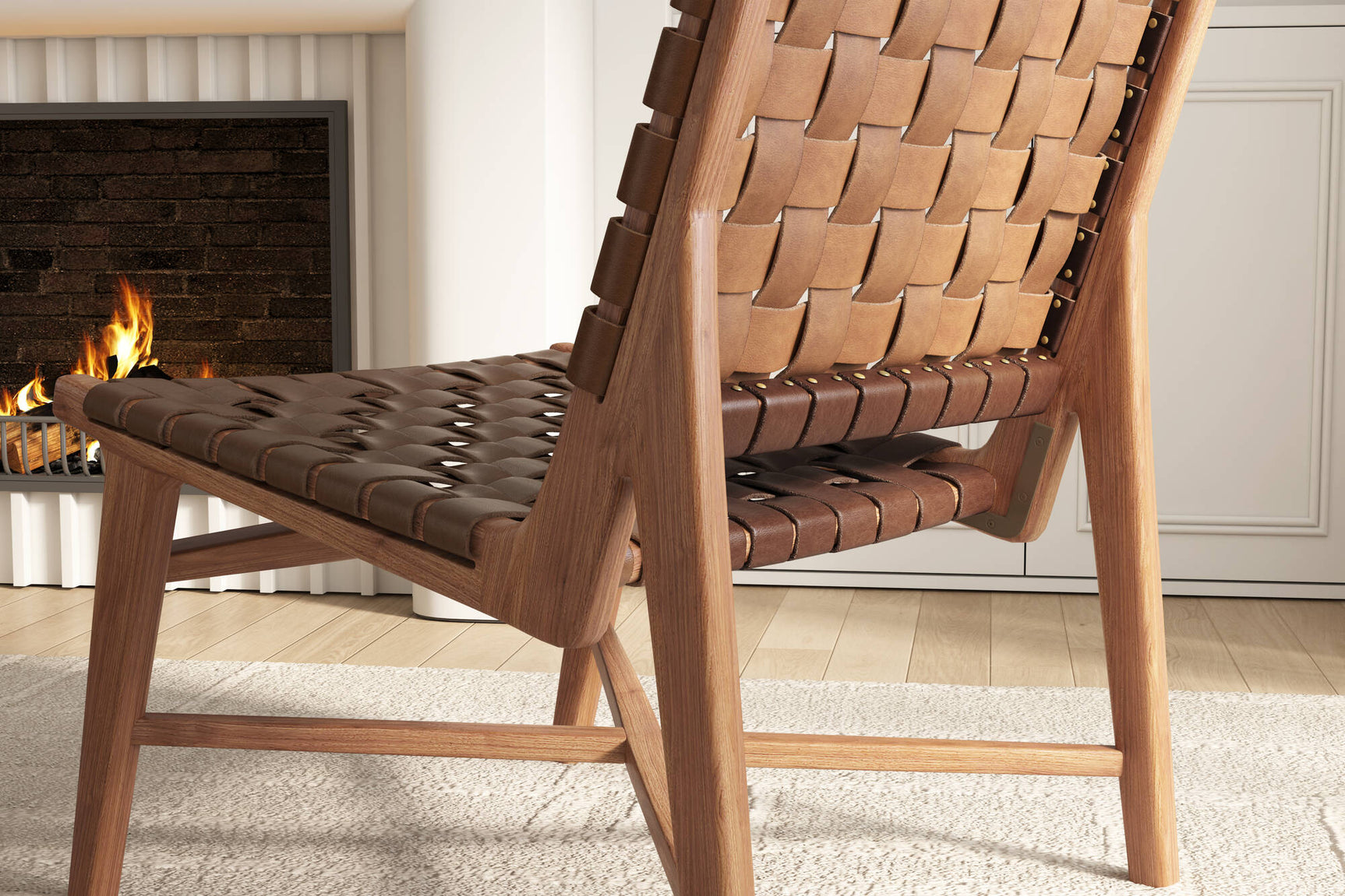 Lauren Leather & Wood Accent Chair