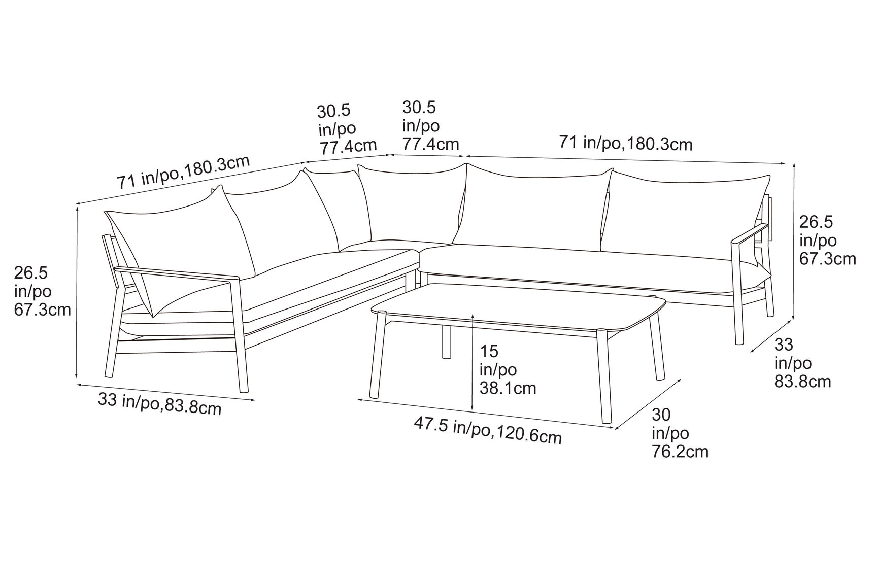 Lena 4-Piece Outdoor Corner Sectional Set