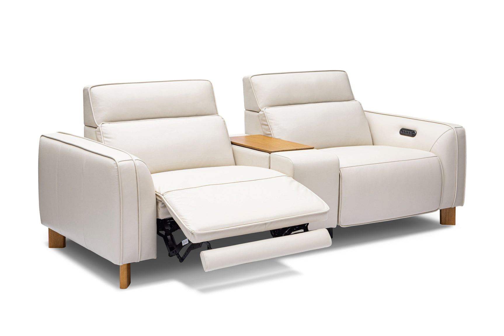 Lesley Leather Dual Recliner Sofa with Console