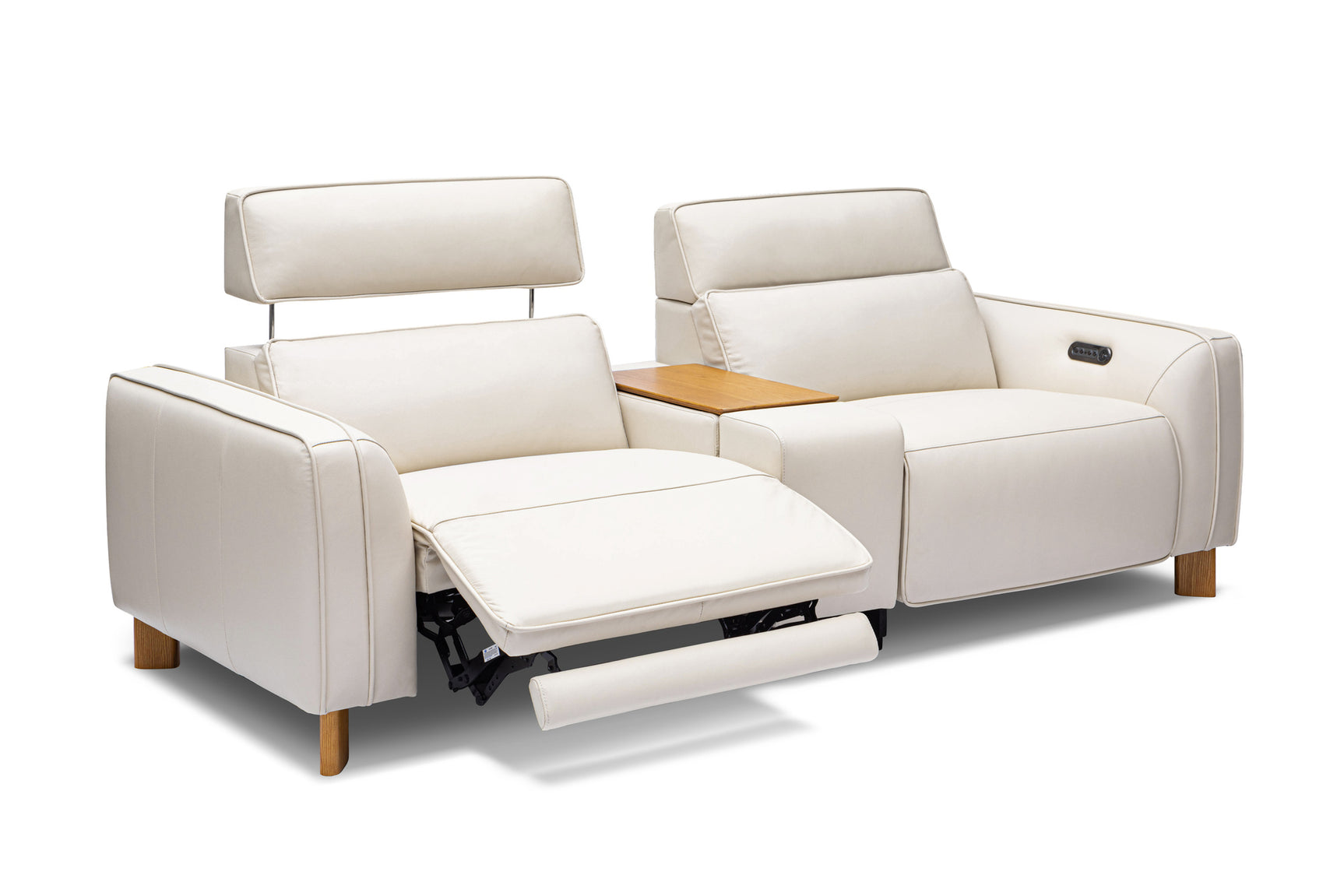 Lesley Leather Dual Recliner Sofa with Console