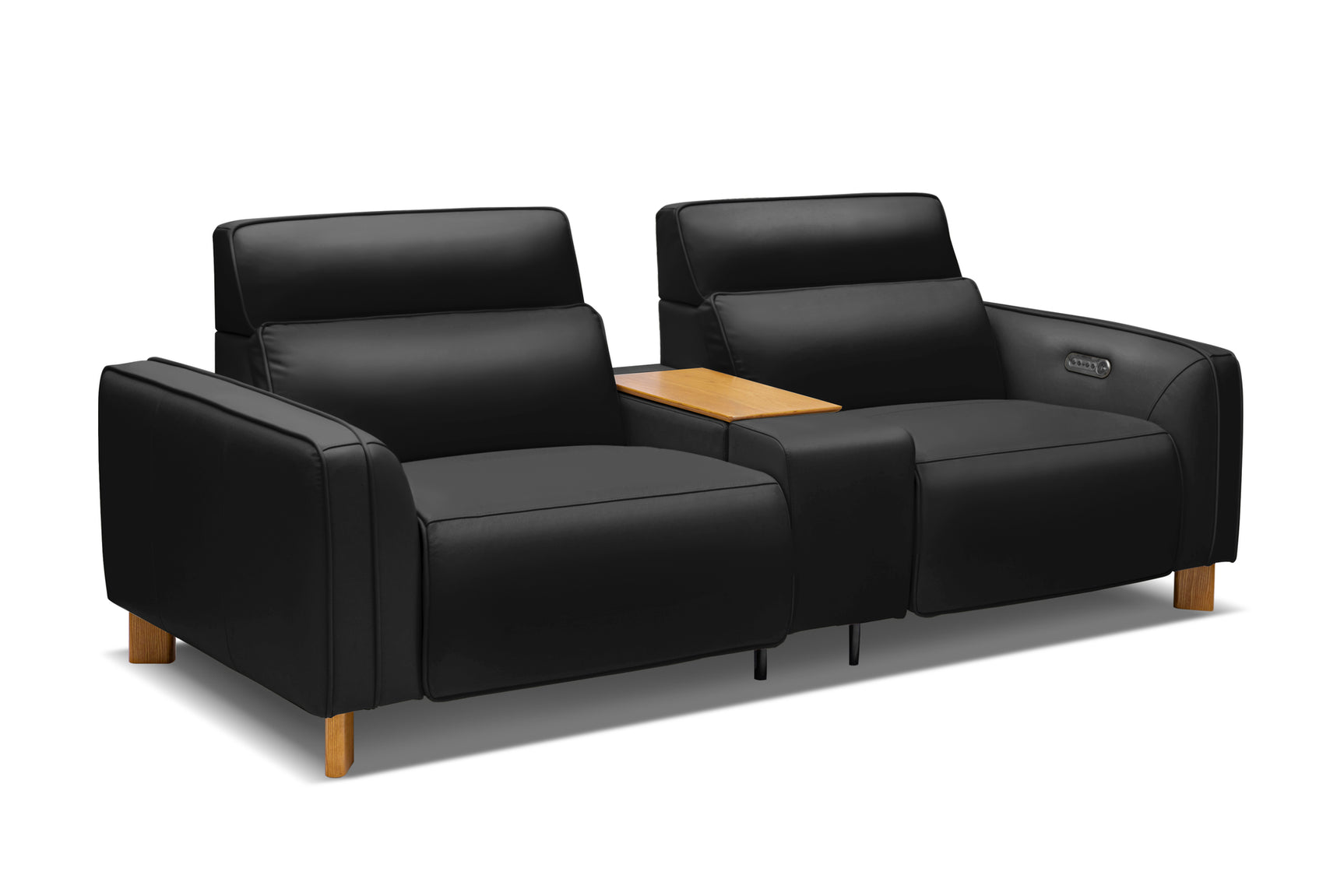 Lesley Leather Dual Recliner Sofa with Console
