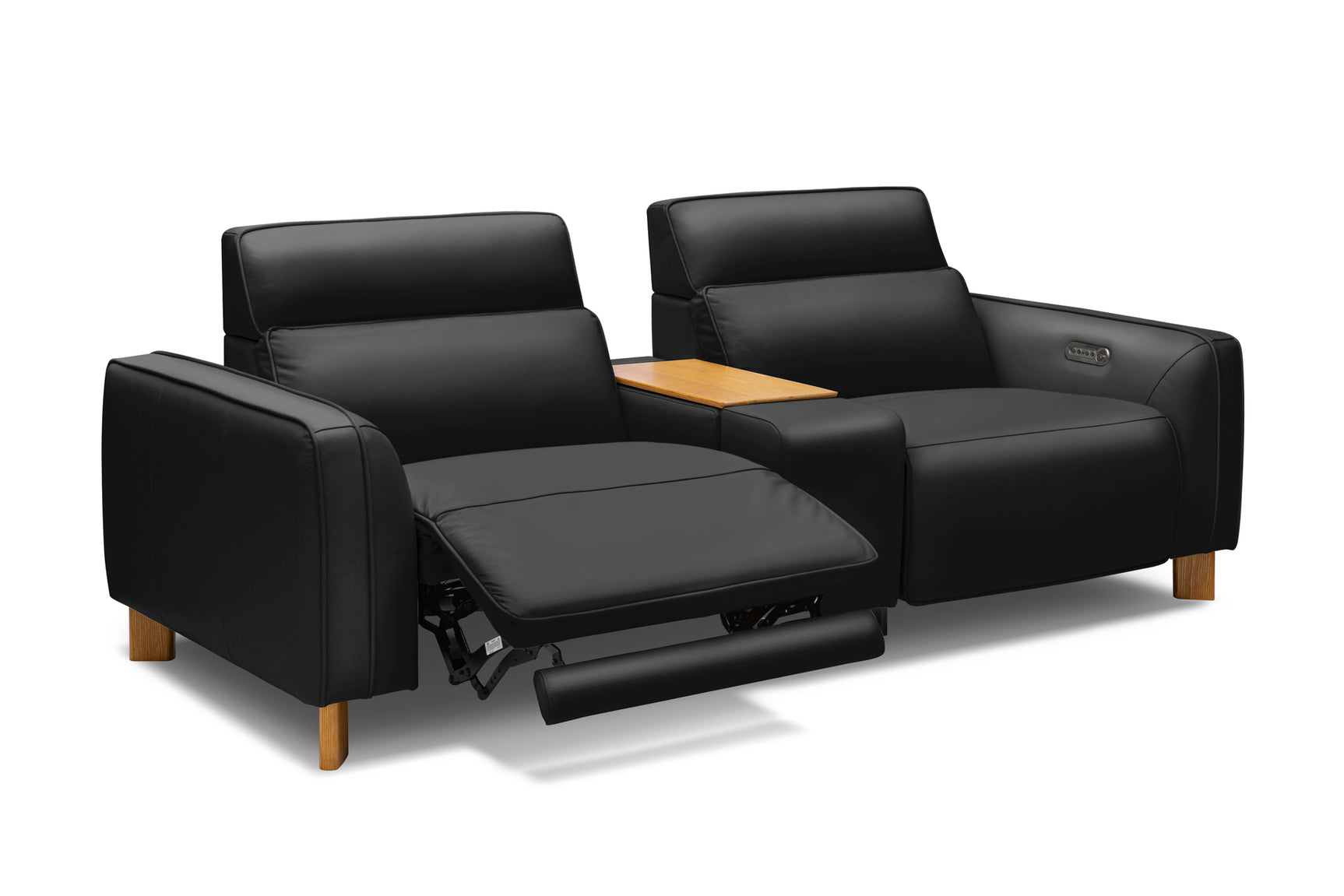 Lesley Leather Dual Recliner Sofa with Console