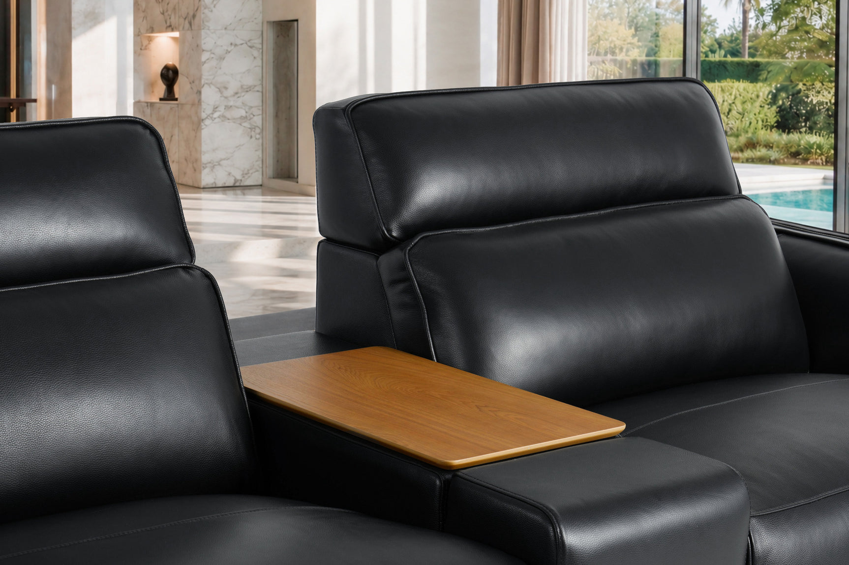 Lesley Leather Dual Recliner Sofa with Console
