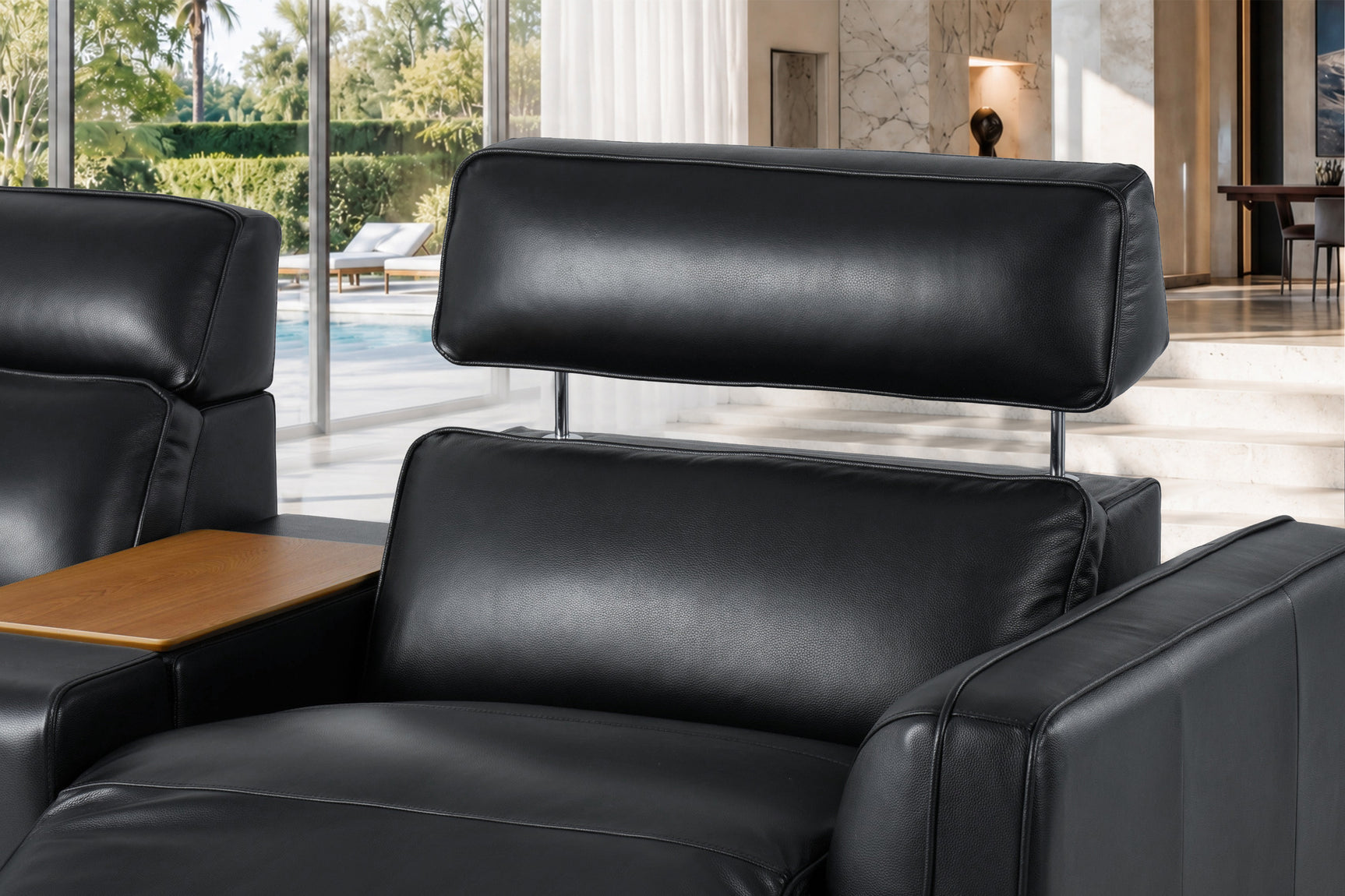 Lesley Leather Dual Recliner Sofa with Console