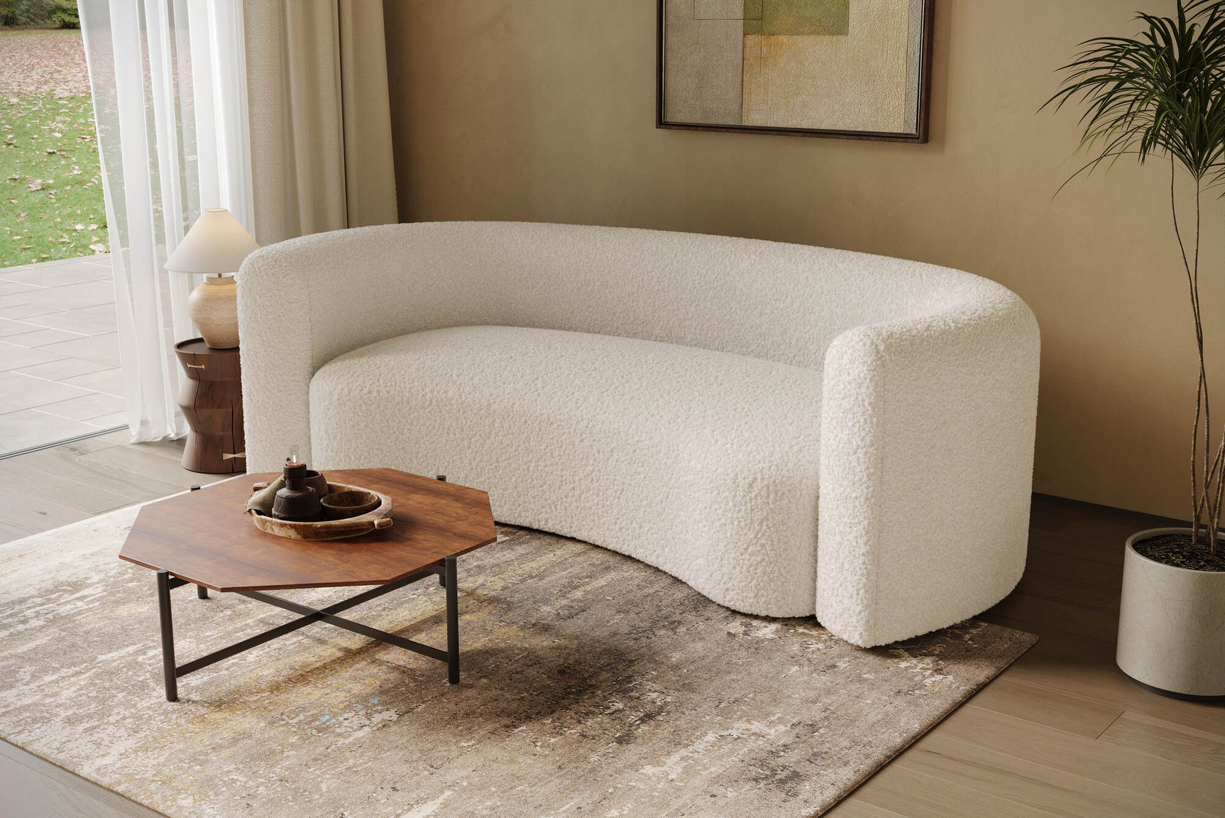 Letizia Boucle Curved Sofa