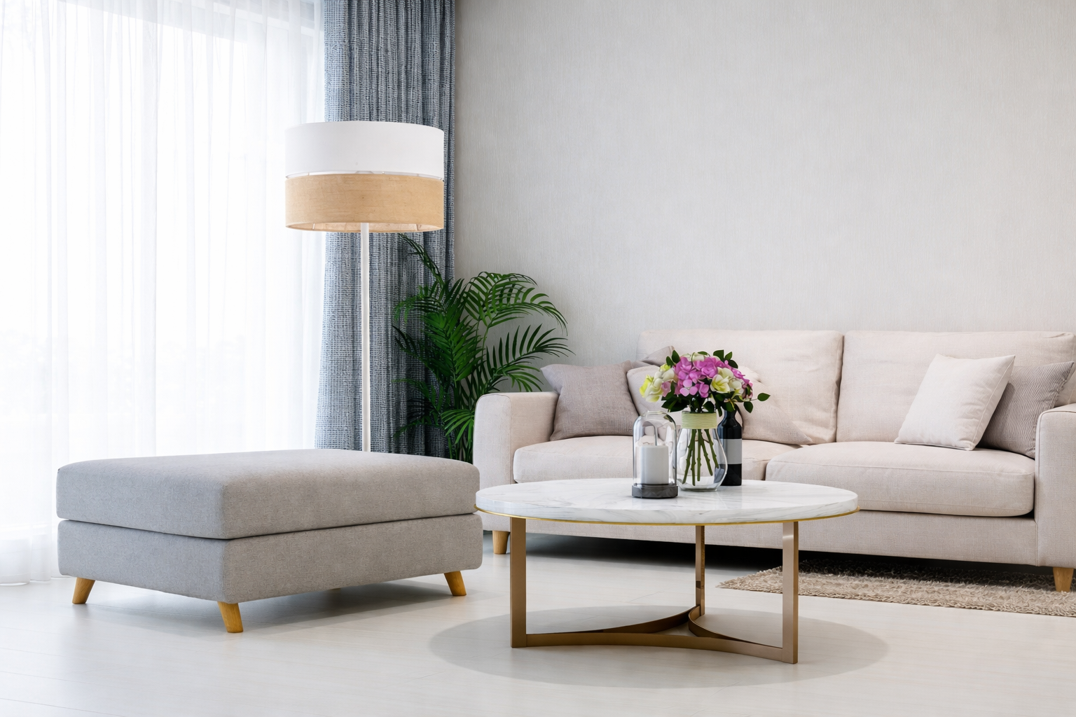 Linobianco Natural Woven Floor Lamp for Living Room, Bedroom & Reading Nook – Scandinavian Minimalist Lighting