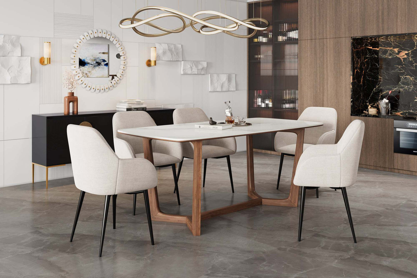 Luca Natural Marble Dining Table