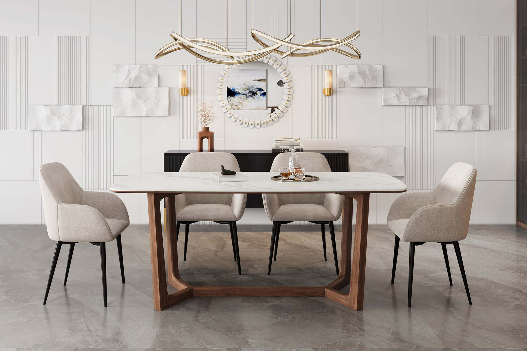 Luca Natural Marble Dining Table