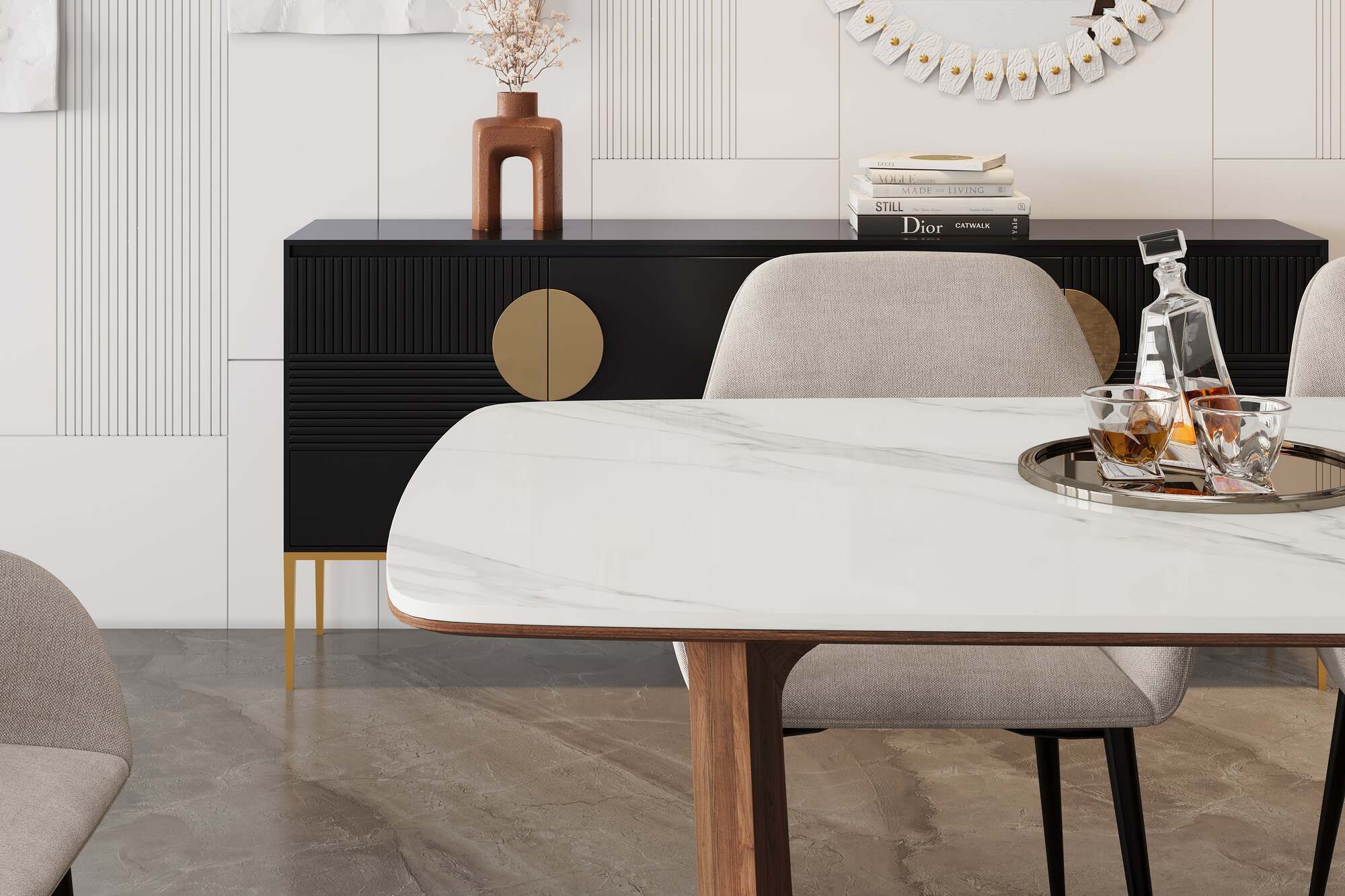 Luca Calcutta Quartz Dining Table