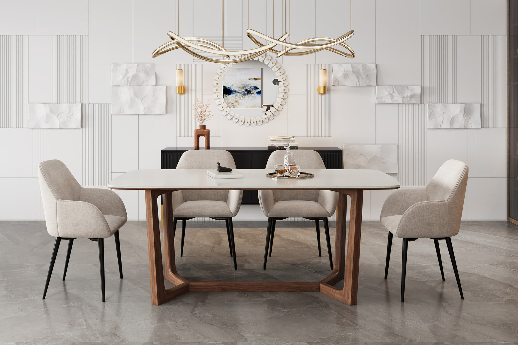 Luca Calcutta Quartz Dining Table