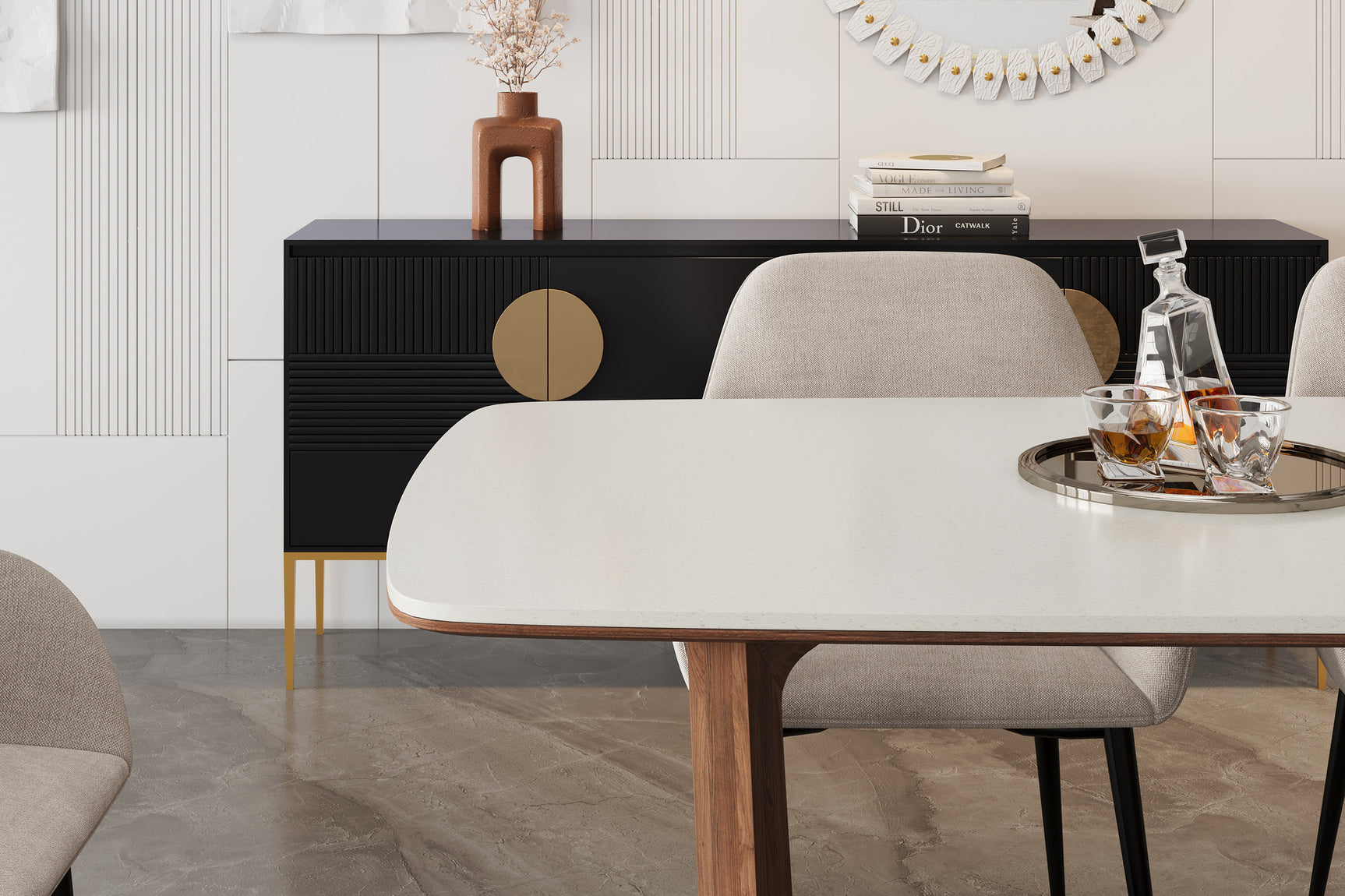 Luca Calcutta Quartz Dining Table