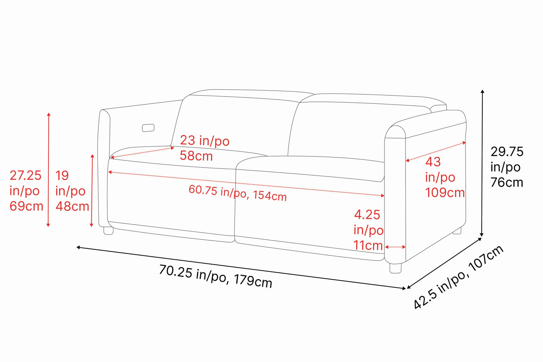 Lucia Leather Recliner Sofa