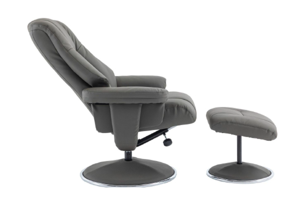 Lucinda Leather Swivel Recliner Chair with Ottoman