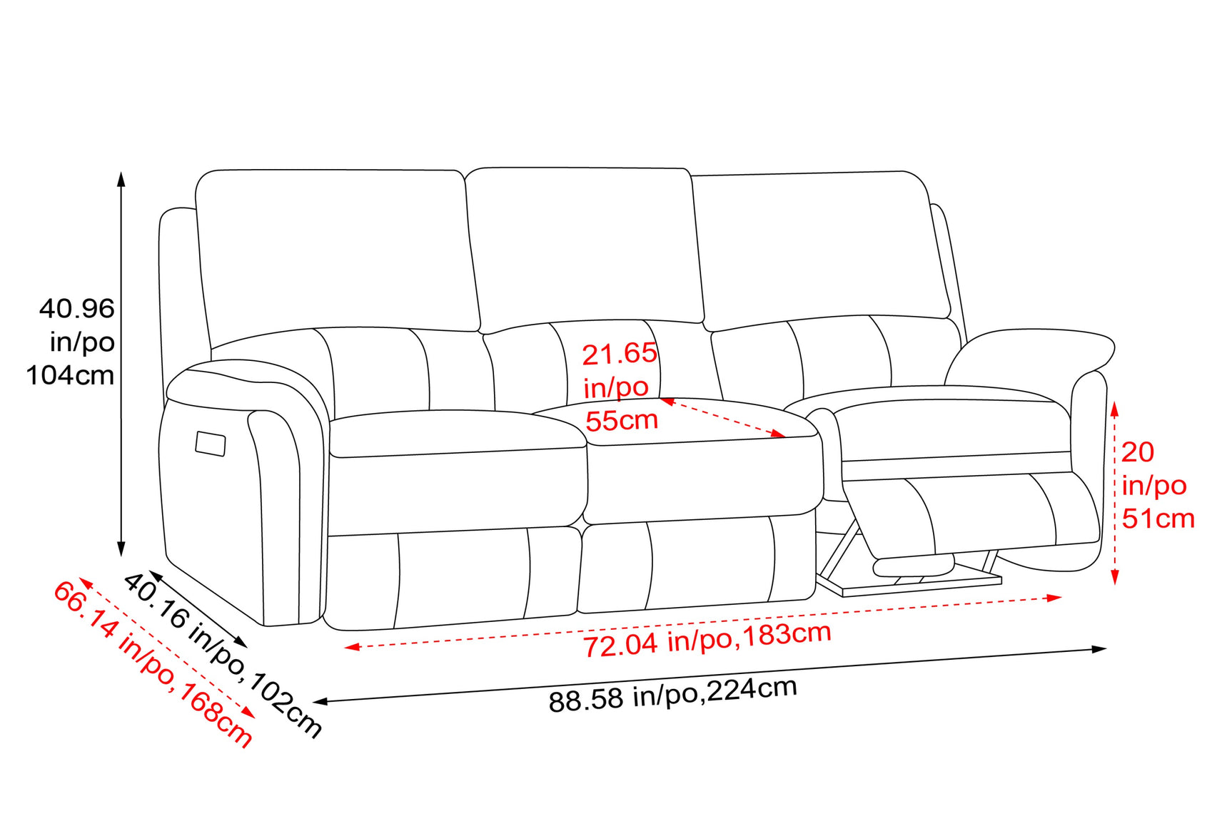 Martina Leather Recliner Sofa