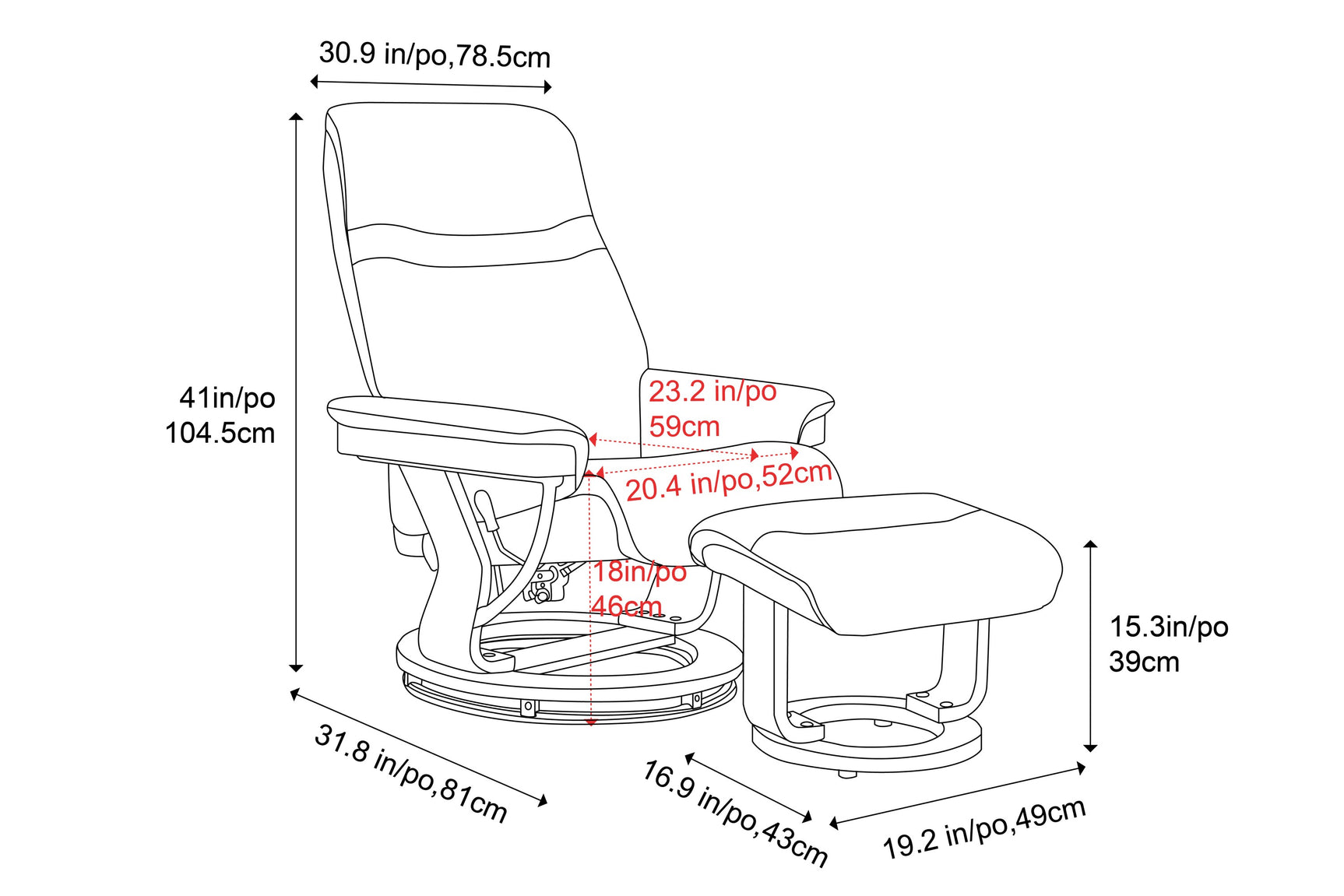 Massimo Leather Recliner with Ottoman