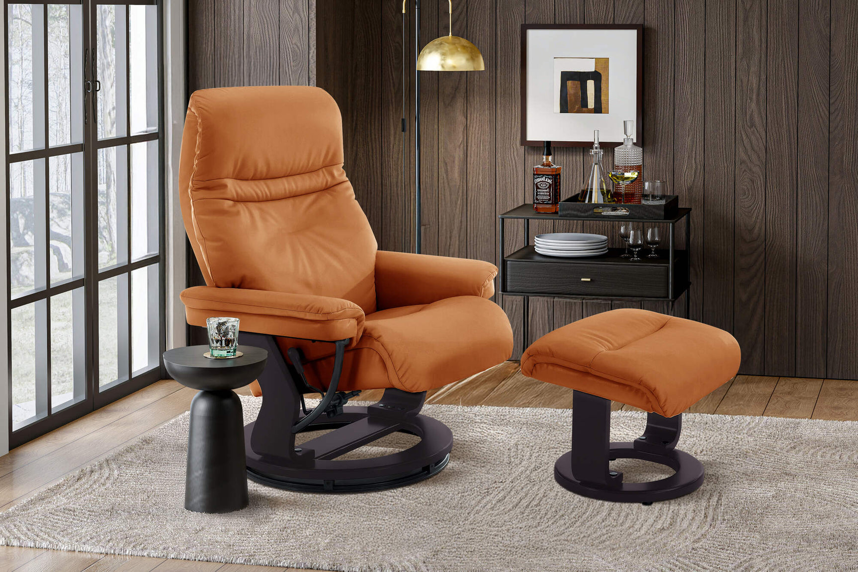 Massimo Leather Recliner with Ottoman