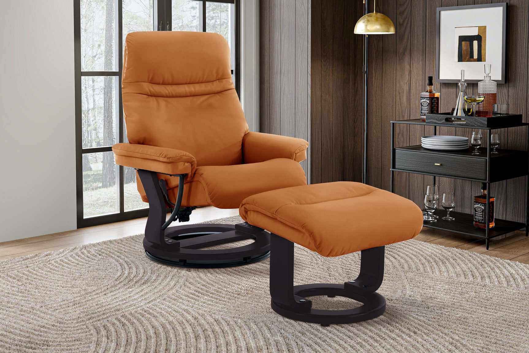 Massimo Leather Recliner with Ottoman