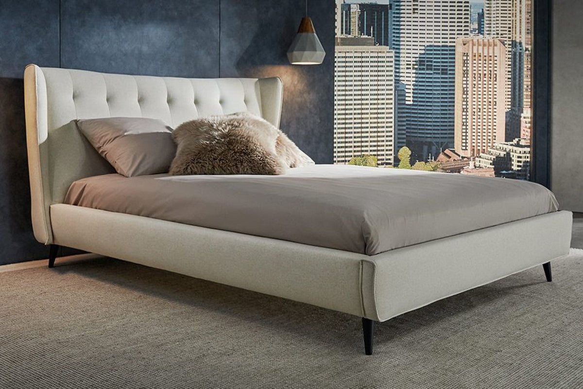 Valencia Marissa Fabric King Bed Frame, Light Grey