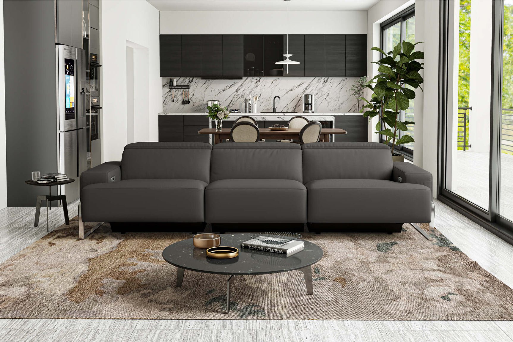Melania Leather Reclining Sofa