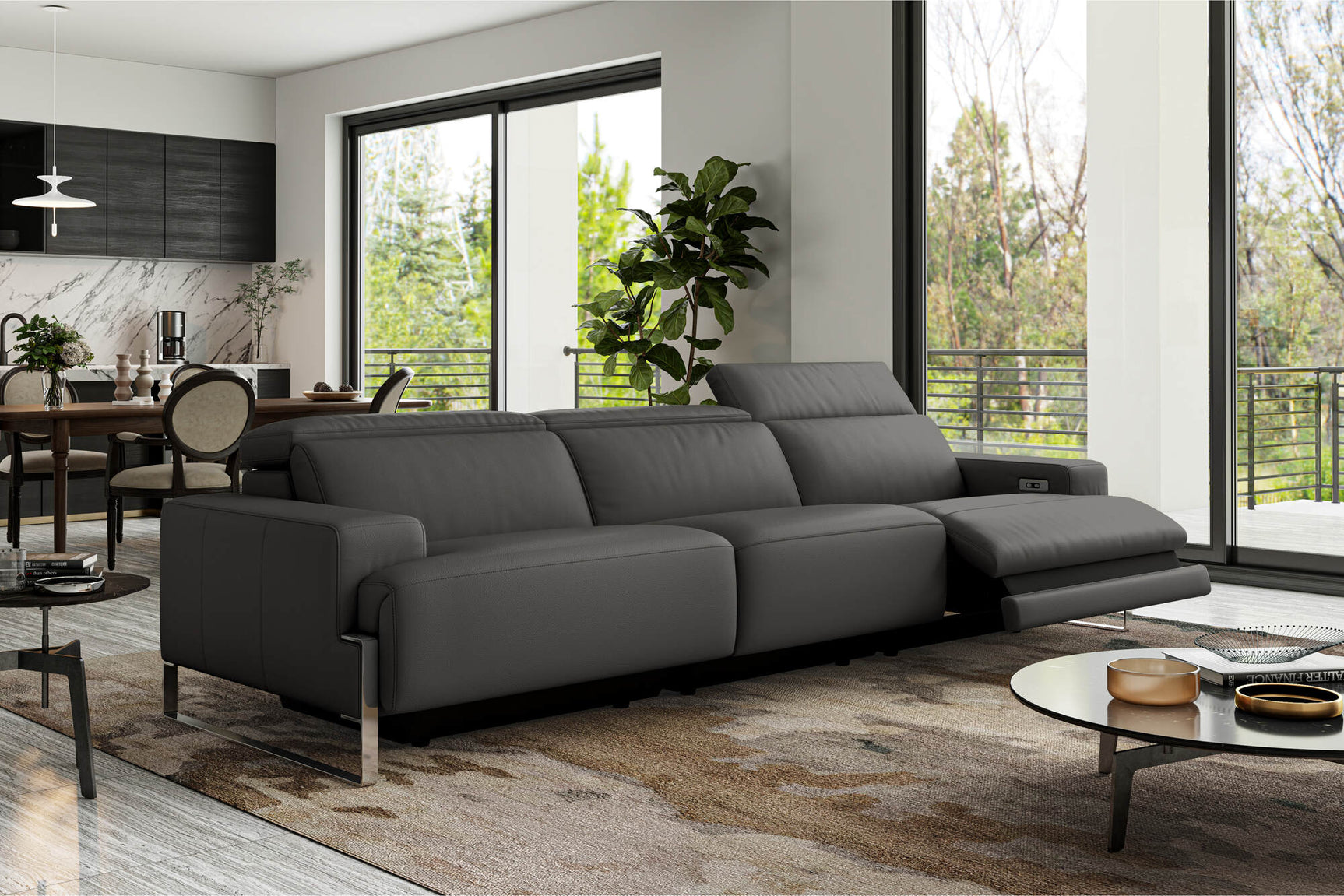 Melania Leather Reclining Sofa