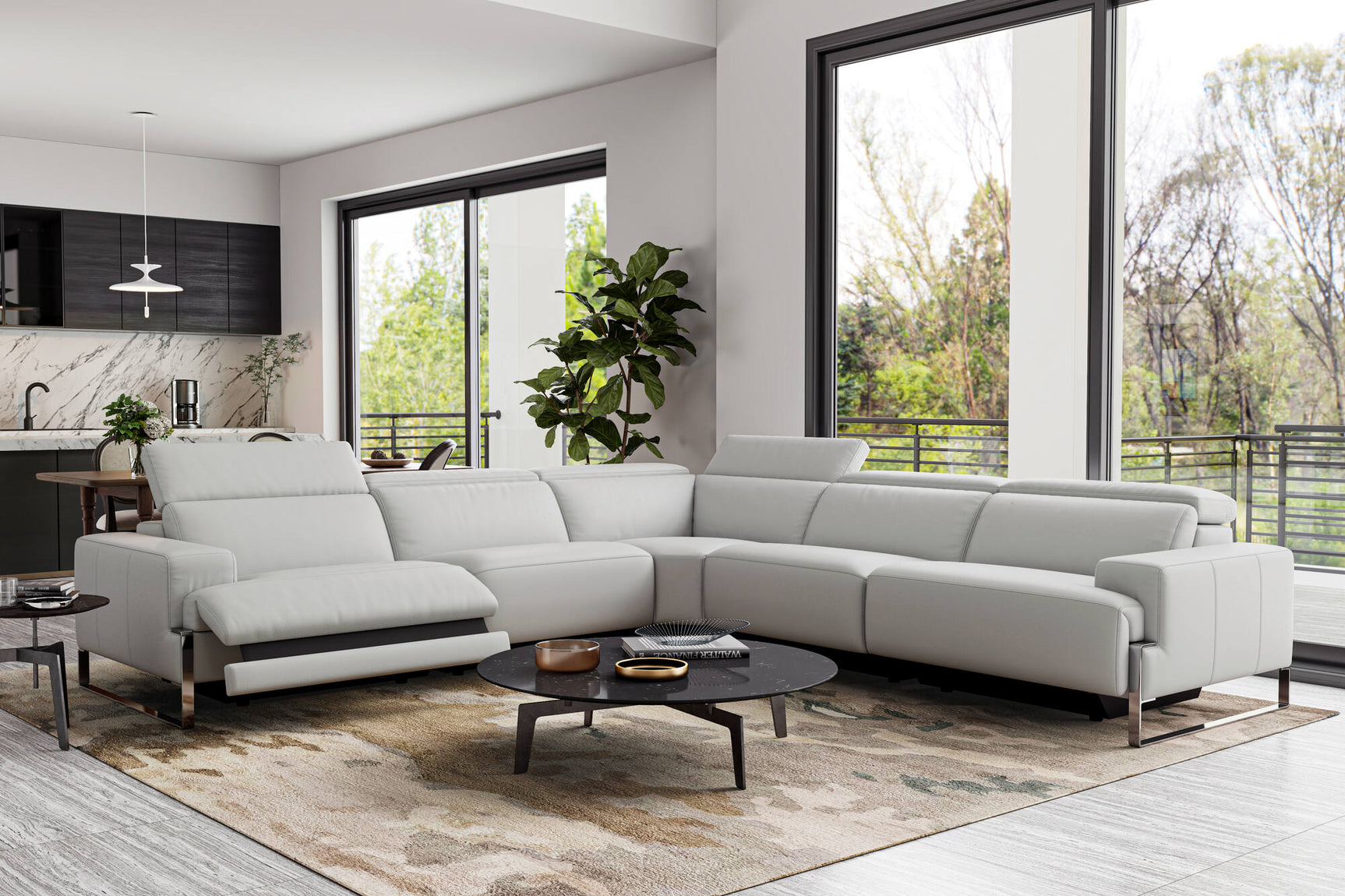 Melania Leather Reclining Corner Sectional Sofa