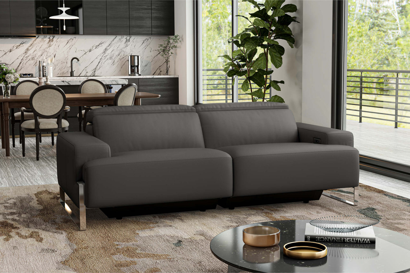 Melania Leather Reclining Sofa