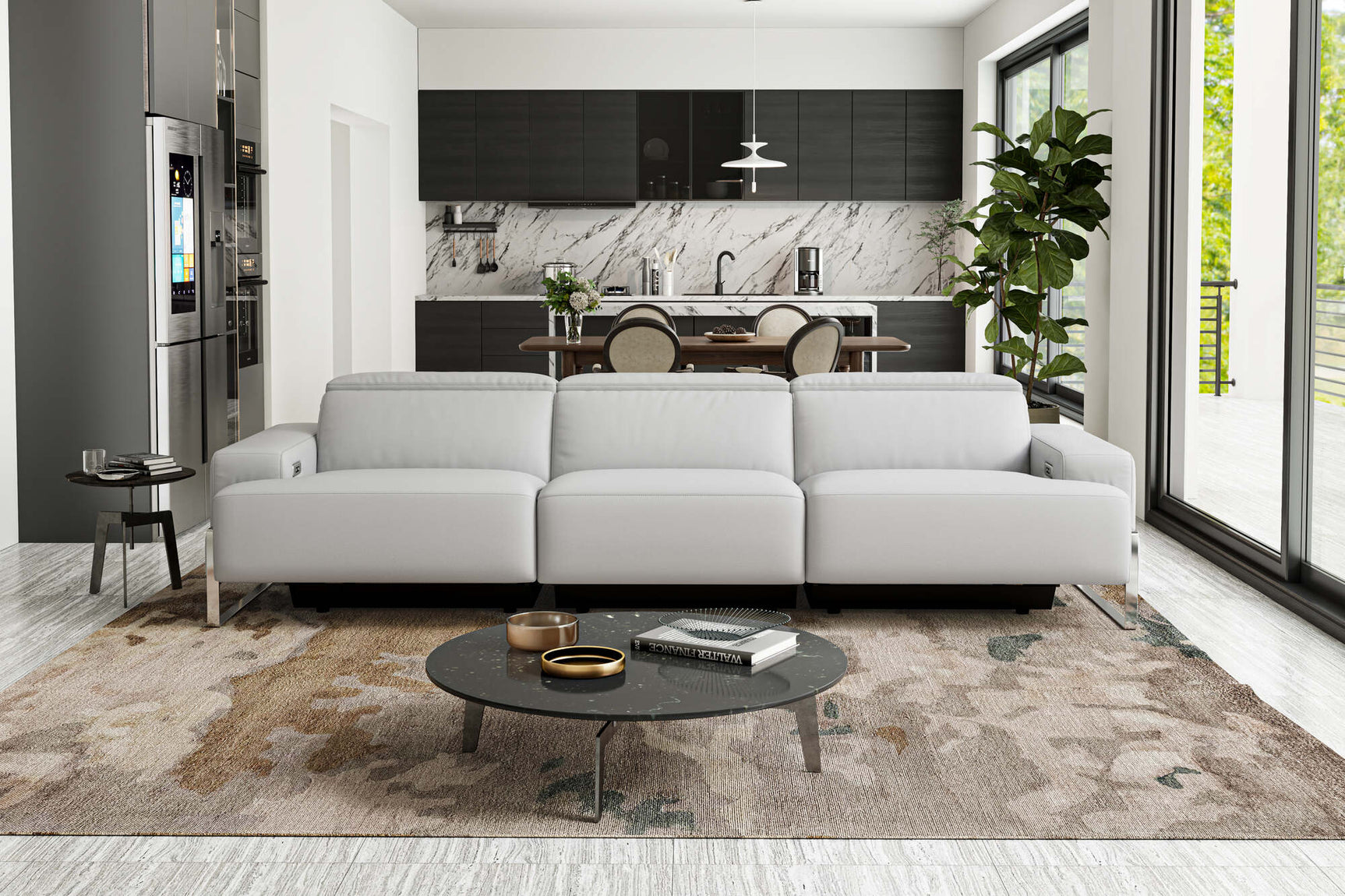 Melania Leather Reclining Sofa