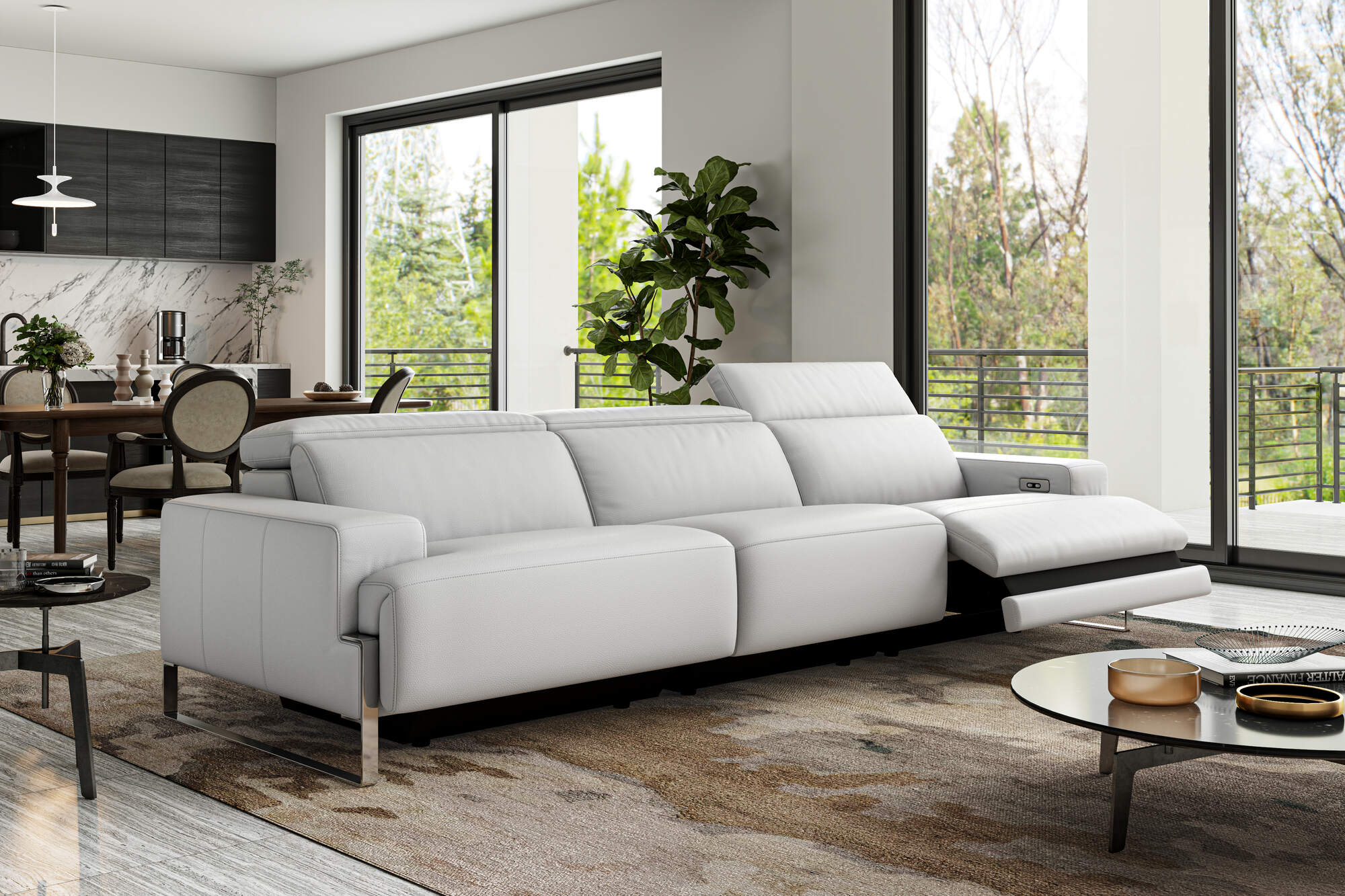 Melania Leather Reclining Sofa