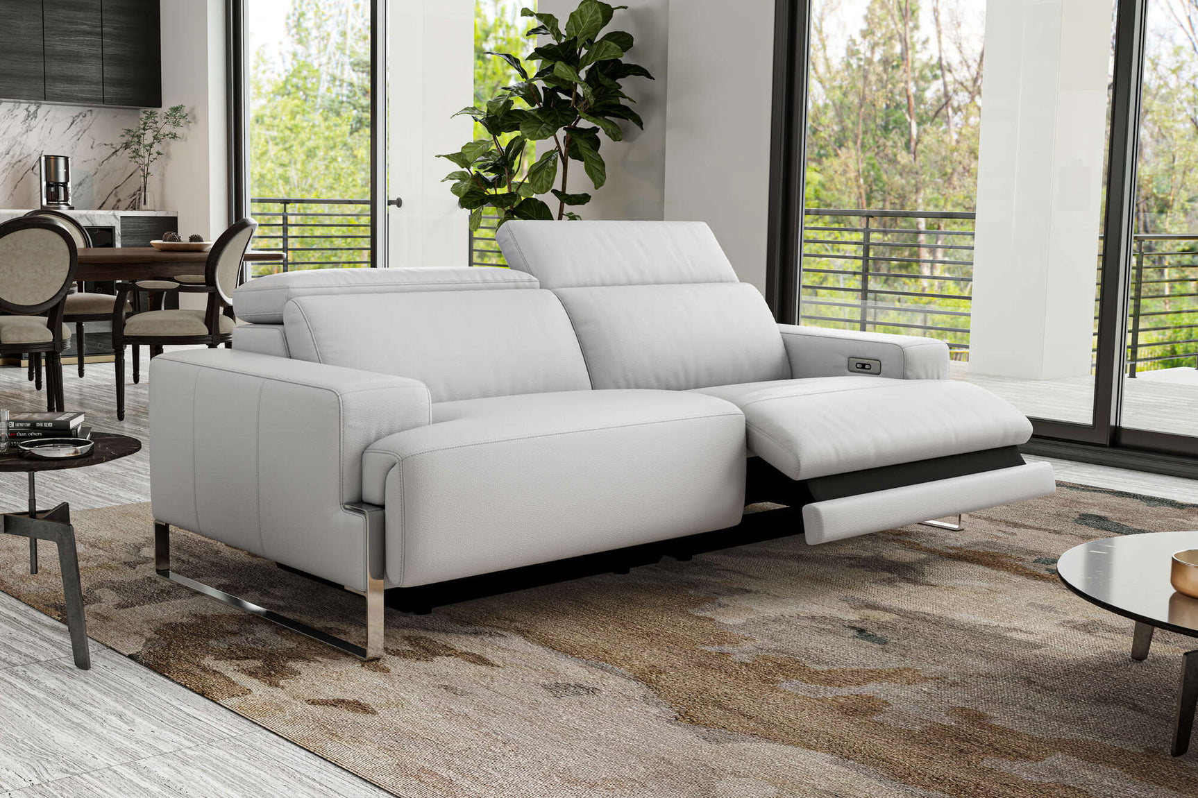 Melania Leather Reclining Sofa