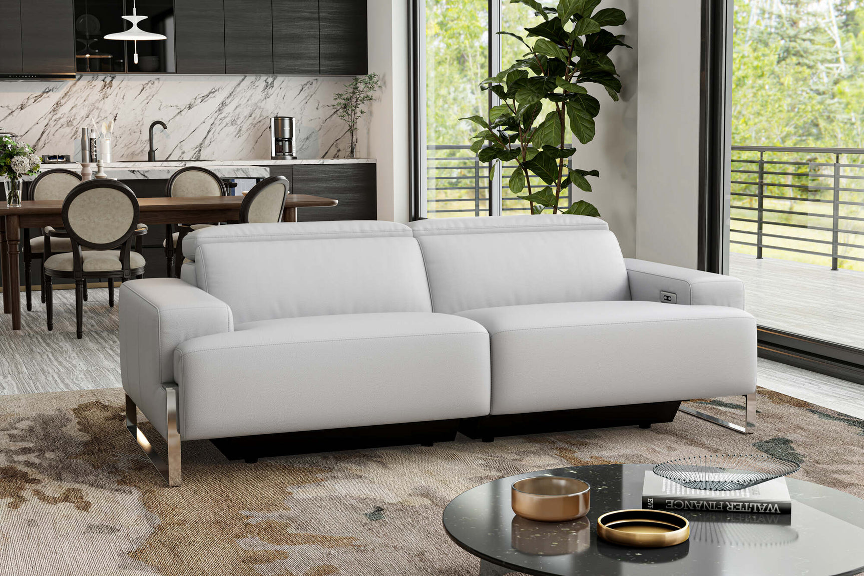 Melania Leather Reclining Sofa