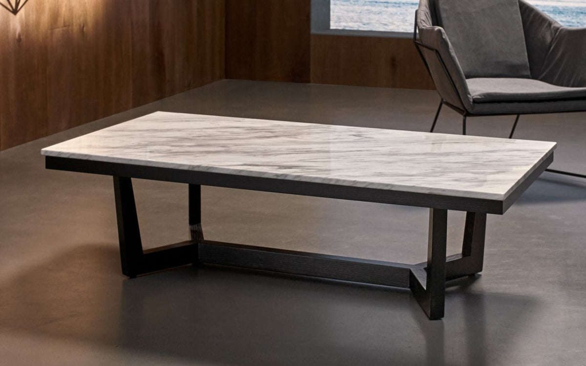 Valencia Michela Sintered Stone Rectangular Coffee Table White Marble