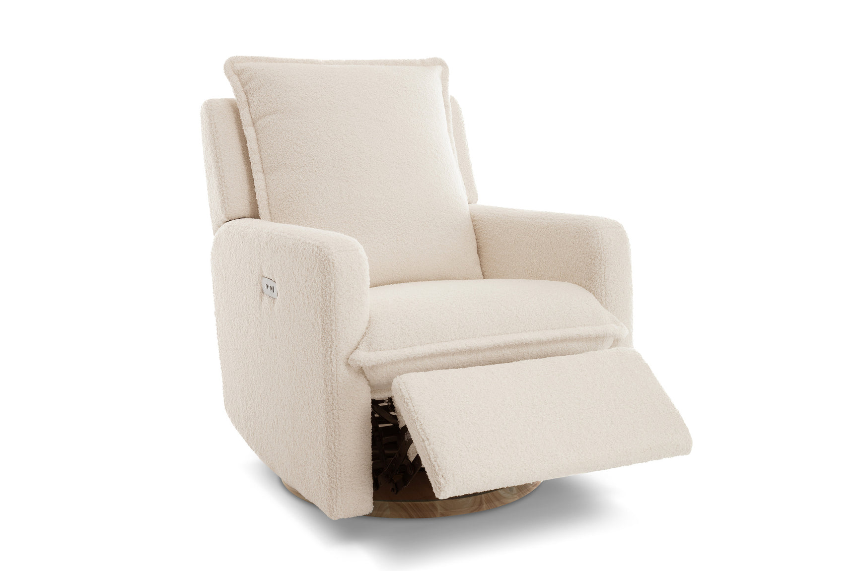 Milo Sheepskin-Finish Fabric Swivel Recliner Chair