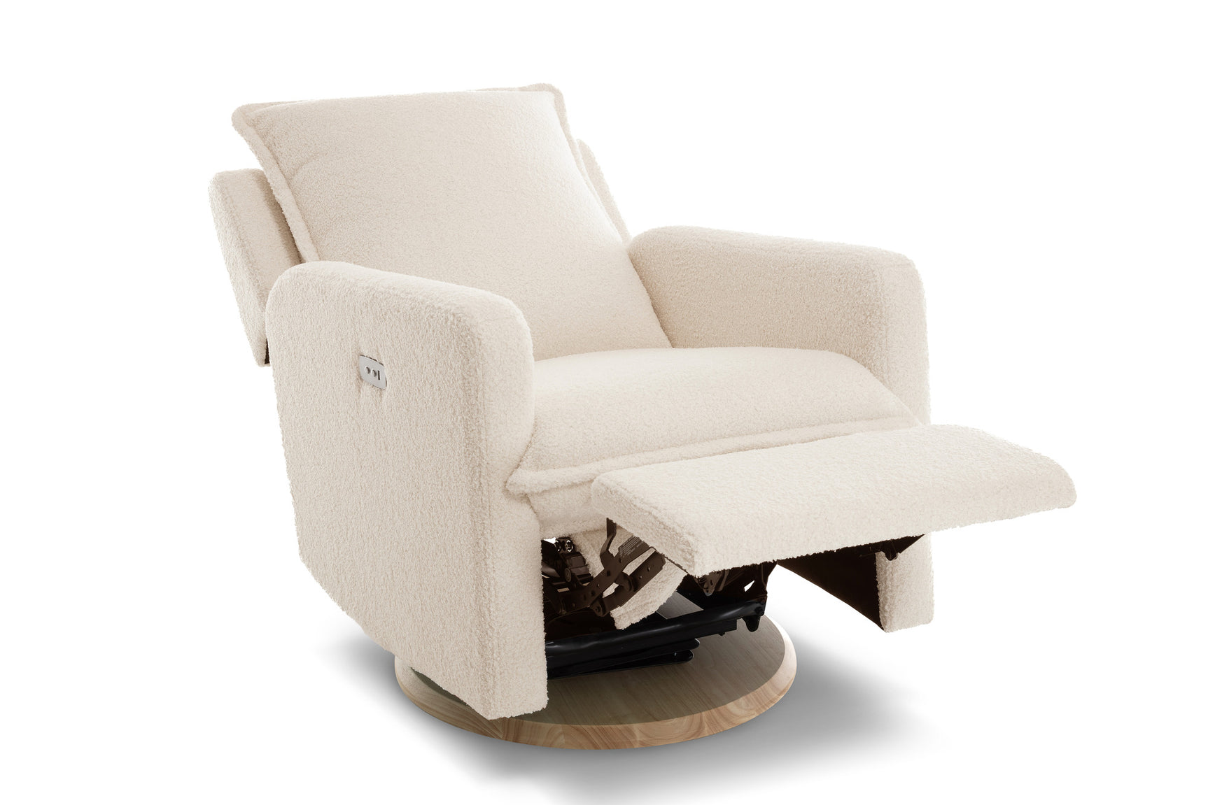 Milo Sheepskin-Finish Fabric Swivel Recliner Chair