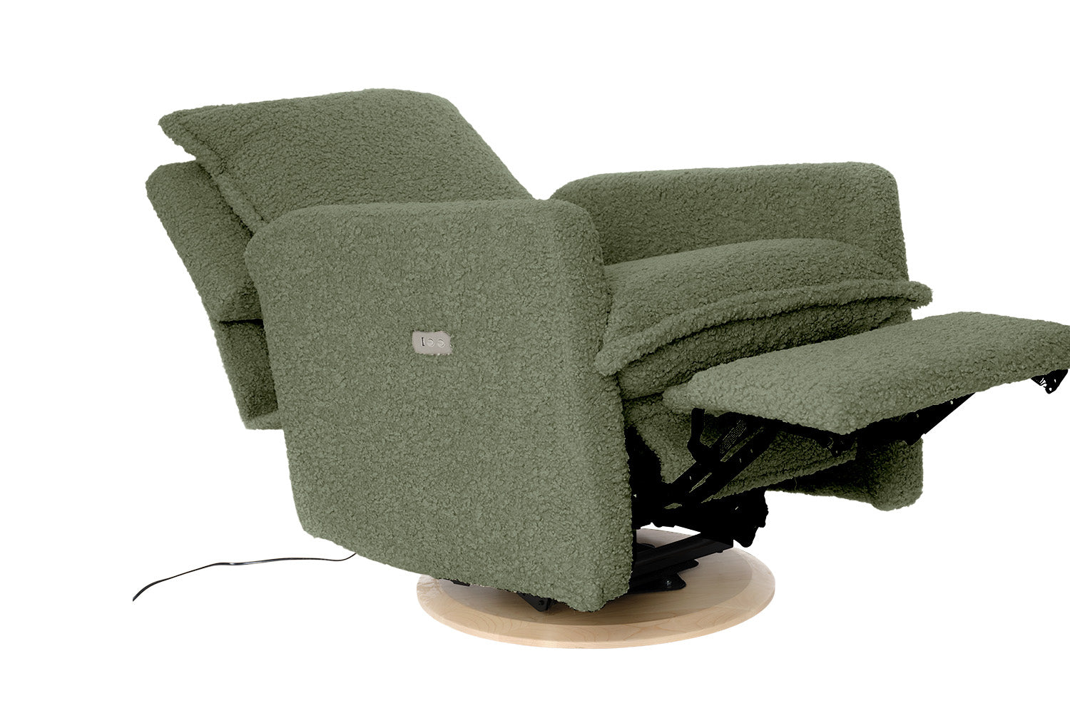 Milo Sheepskin-Finish Fabric Swivel Recliner Chair