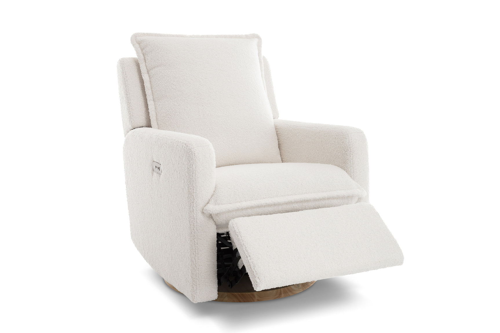 Milo Sheepskin-Finish Fabric Swivel Recliner Chair