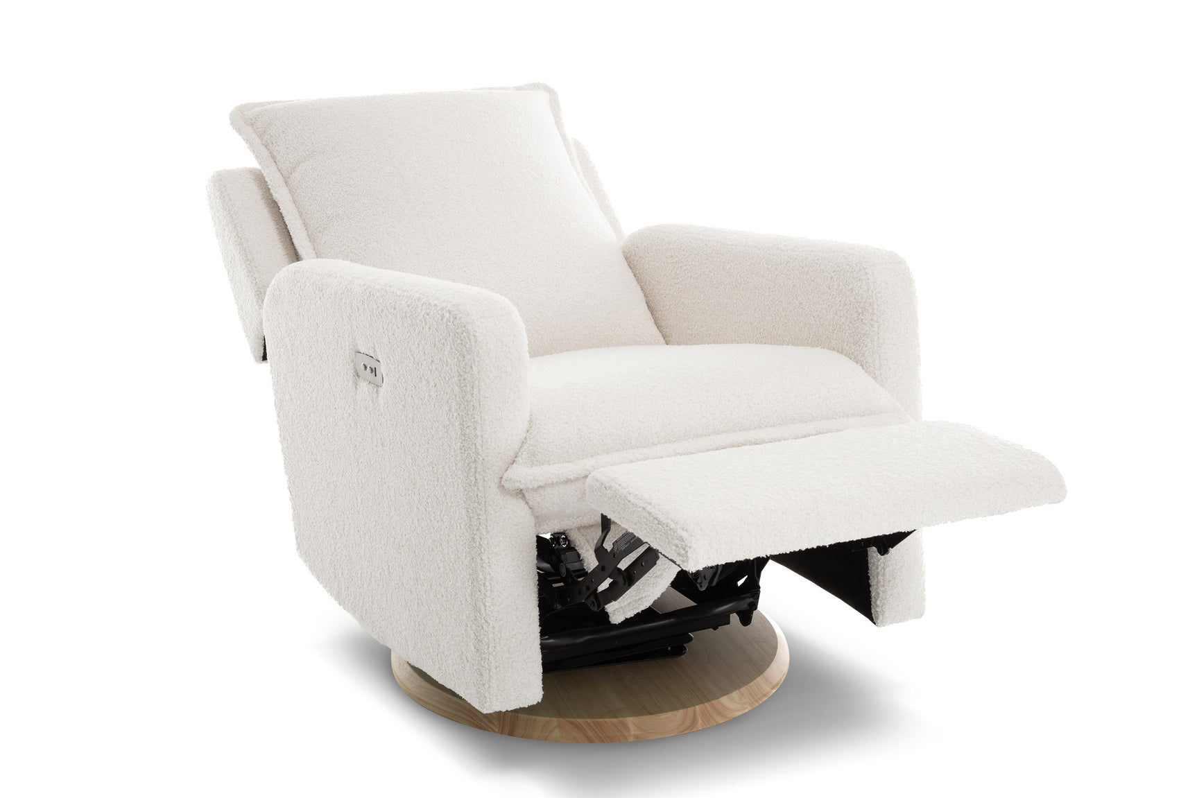 Milo Sheepskin-Finish Fabric Swivel Recliner Chair